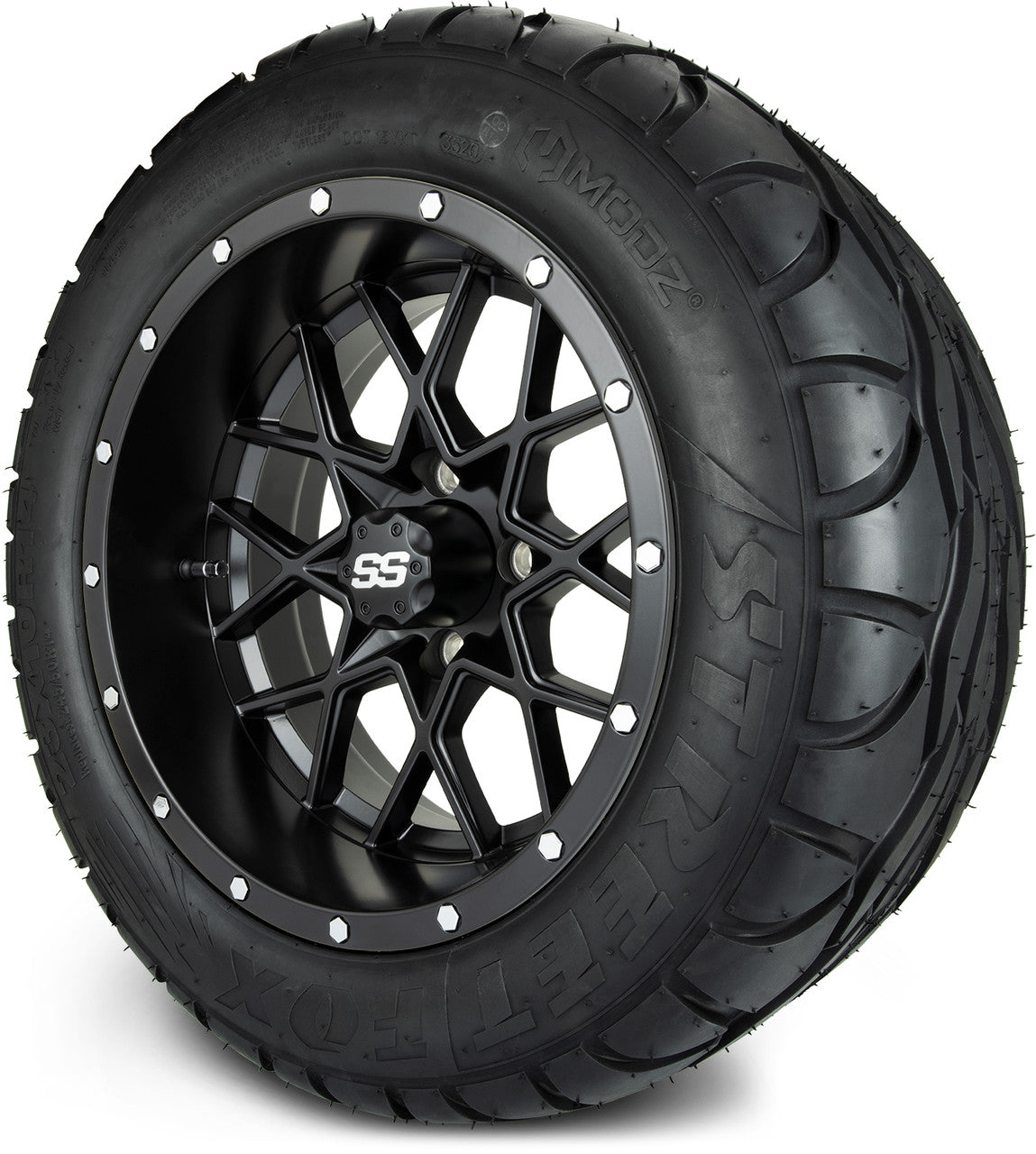 MODZ® 14" Vortex Matte Black Wheels & Street Tires Combo