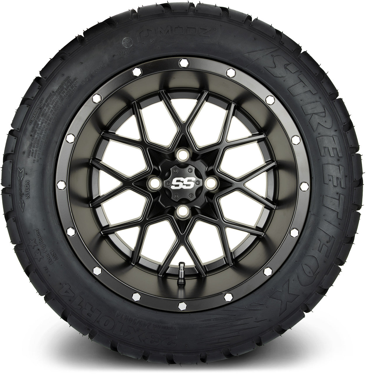 MODZ® 14" Vortex Matte Black Wheels & Street Tires Combo