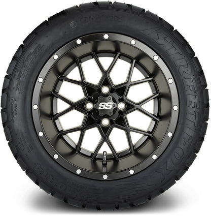MODZ® 14" Vortex Matte Black Wheels & Street Tires Combo