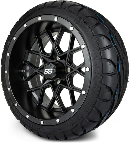 MODZ® 14" Vortex Matte Black Wheels & Street Tires Combo