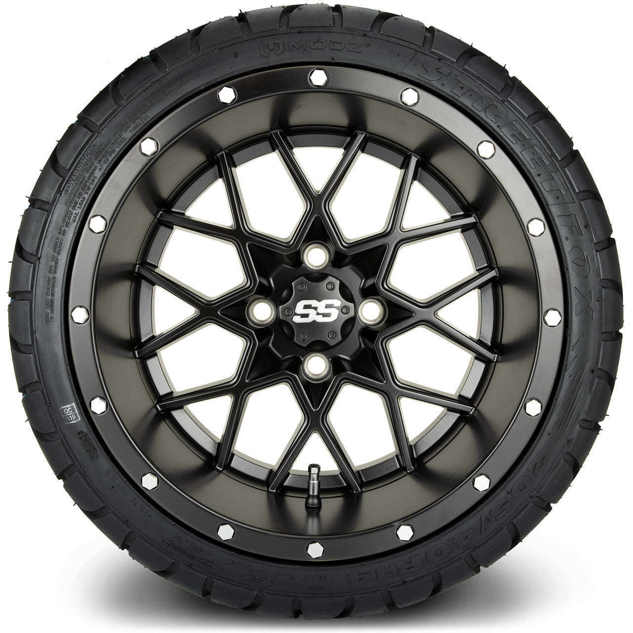 MODZ® 14" Vortex Matte Black Wheels & Street Tires Combo