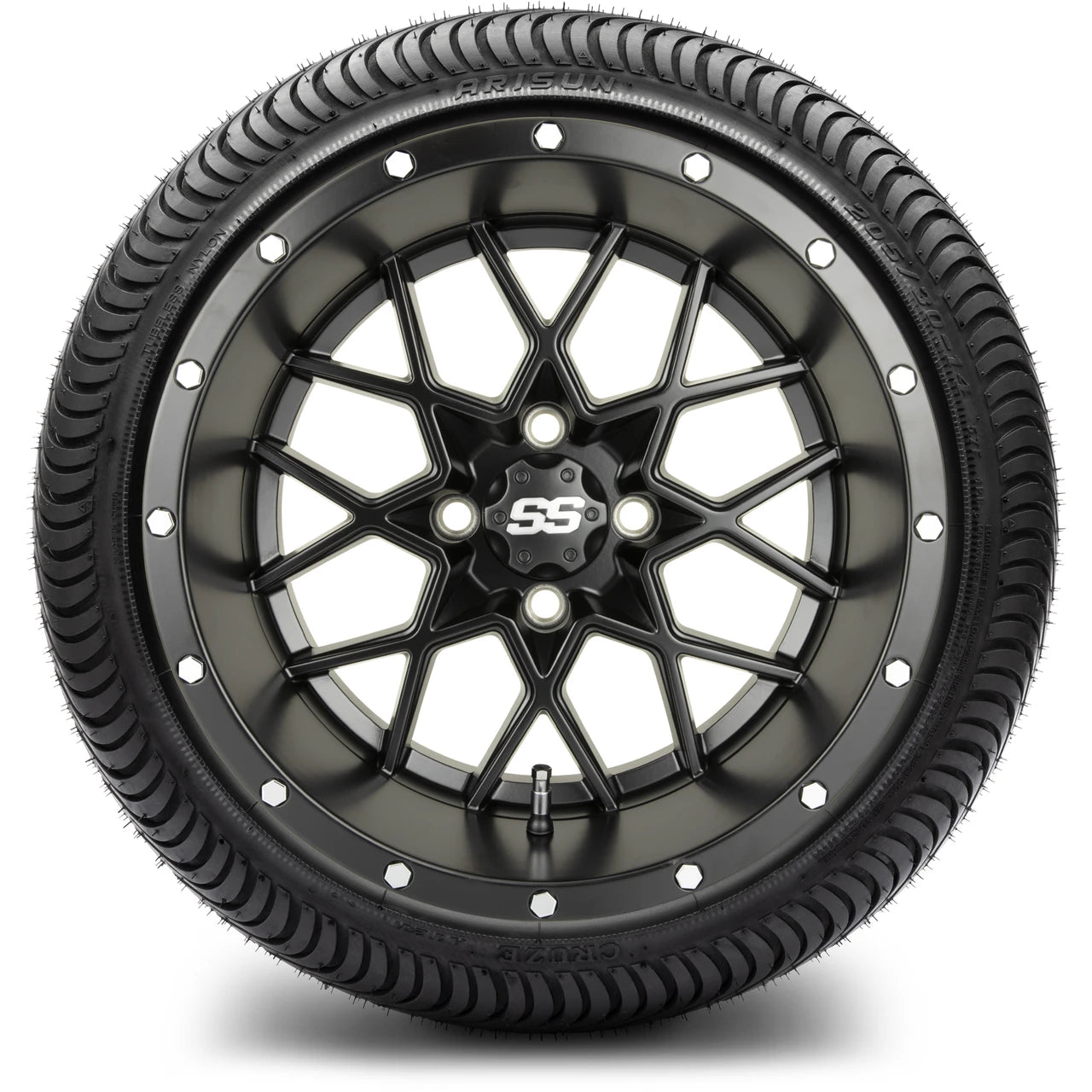 MODZ® 14" Vortex Matte Black Wheels & Street Tires Combo