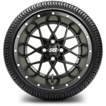 MODZ® 14" Vortex Matte Black Wheels & Street Tires Combo
