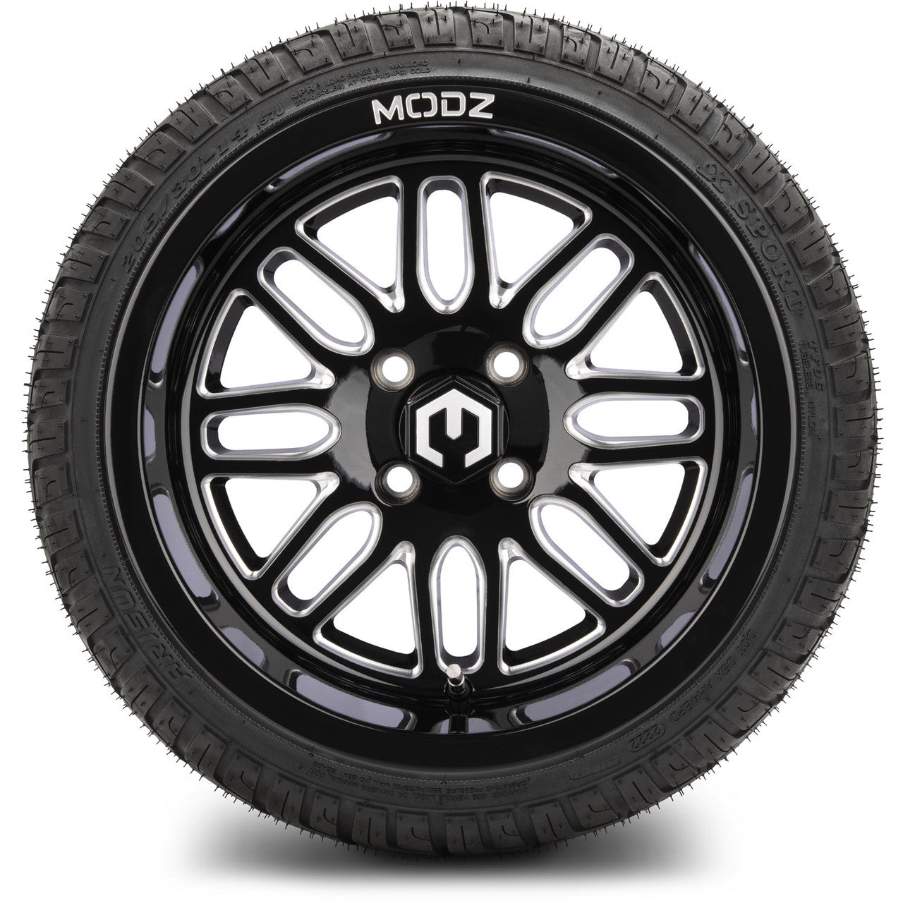 MODZ® 14" Mayhem Glossy Black with Ball Mill Wheels & Street Tires Combo