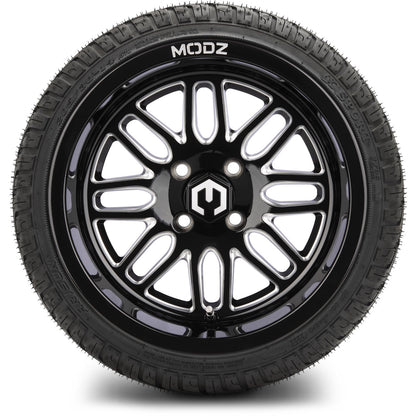 MODZ® 14" Mayhem Glossy Black with Ball Mill Wheels & Street Tires Combo