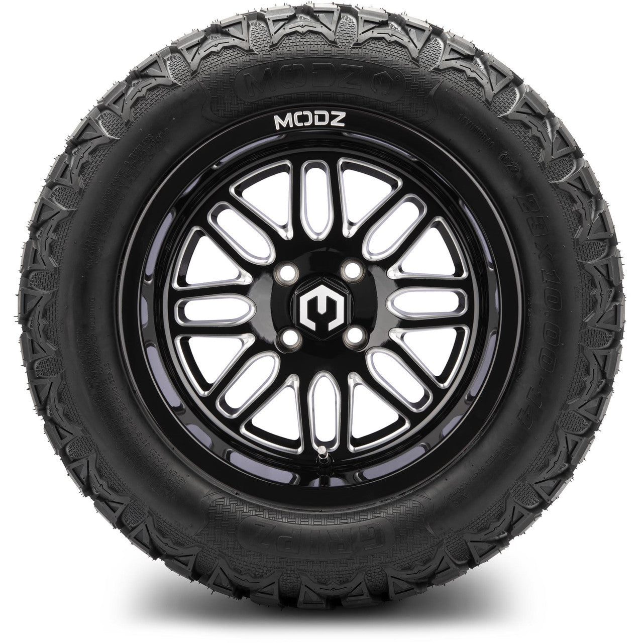 MODZ® 14" Mayhem Glossy Black with Ball Mill Wheels & Off-Road Tires Combo