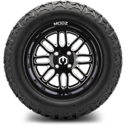 MODZ® 14" Mayhem Glossy Black with Ball Mill Wheels & Off-Road Tires Combo