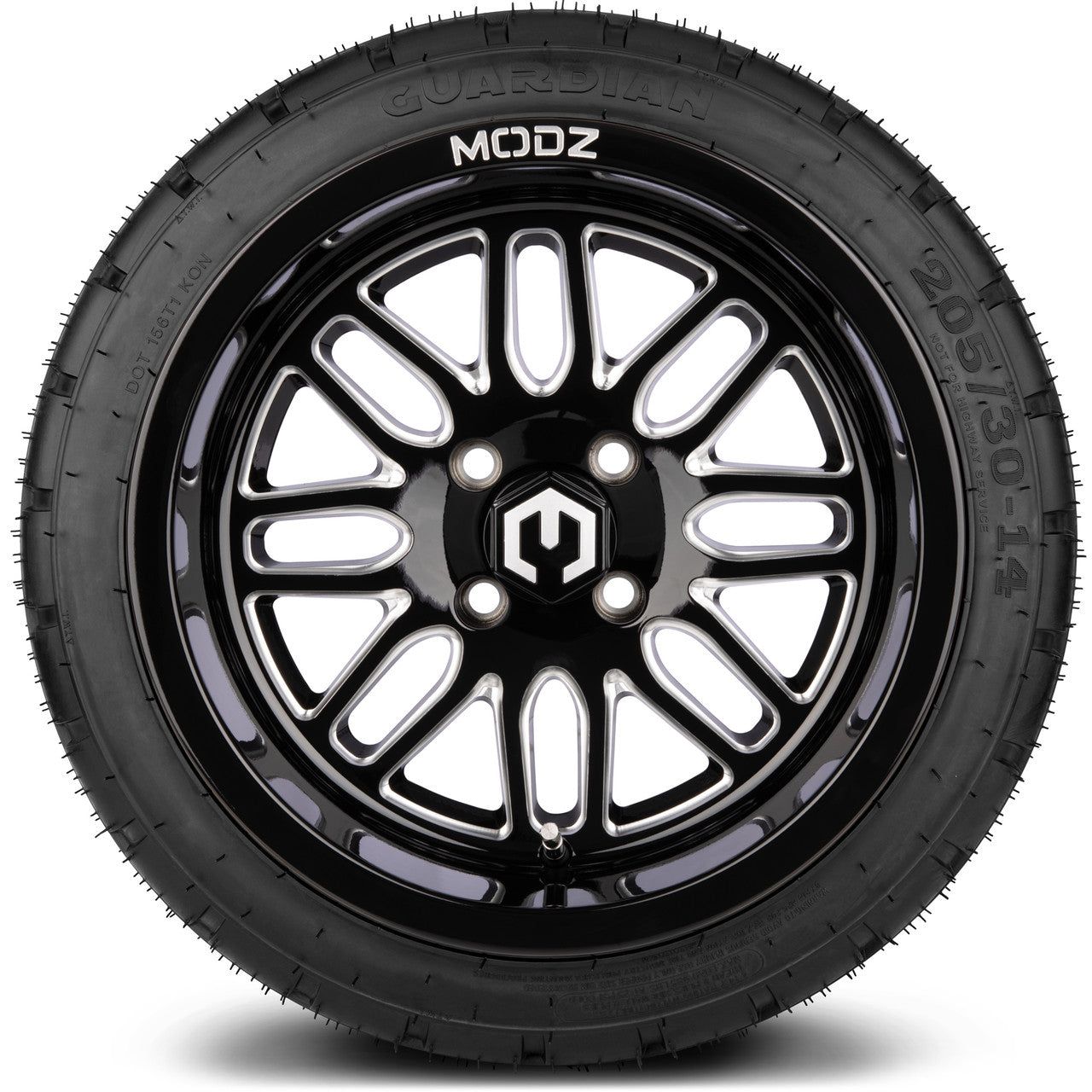 MODZ® 14" Mayhem Glossy Black with Ball Mill Wheels & Street Tires Combo