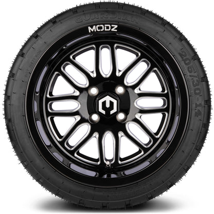 MODZ® 14" Mayhem Glossy Black with Ball Mill Wheels & Street Tires Combo