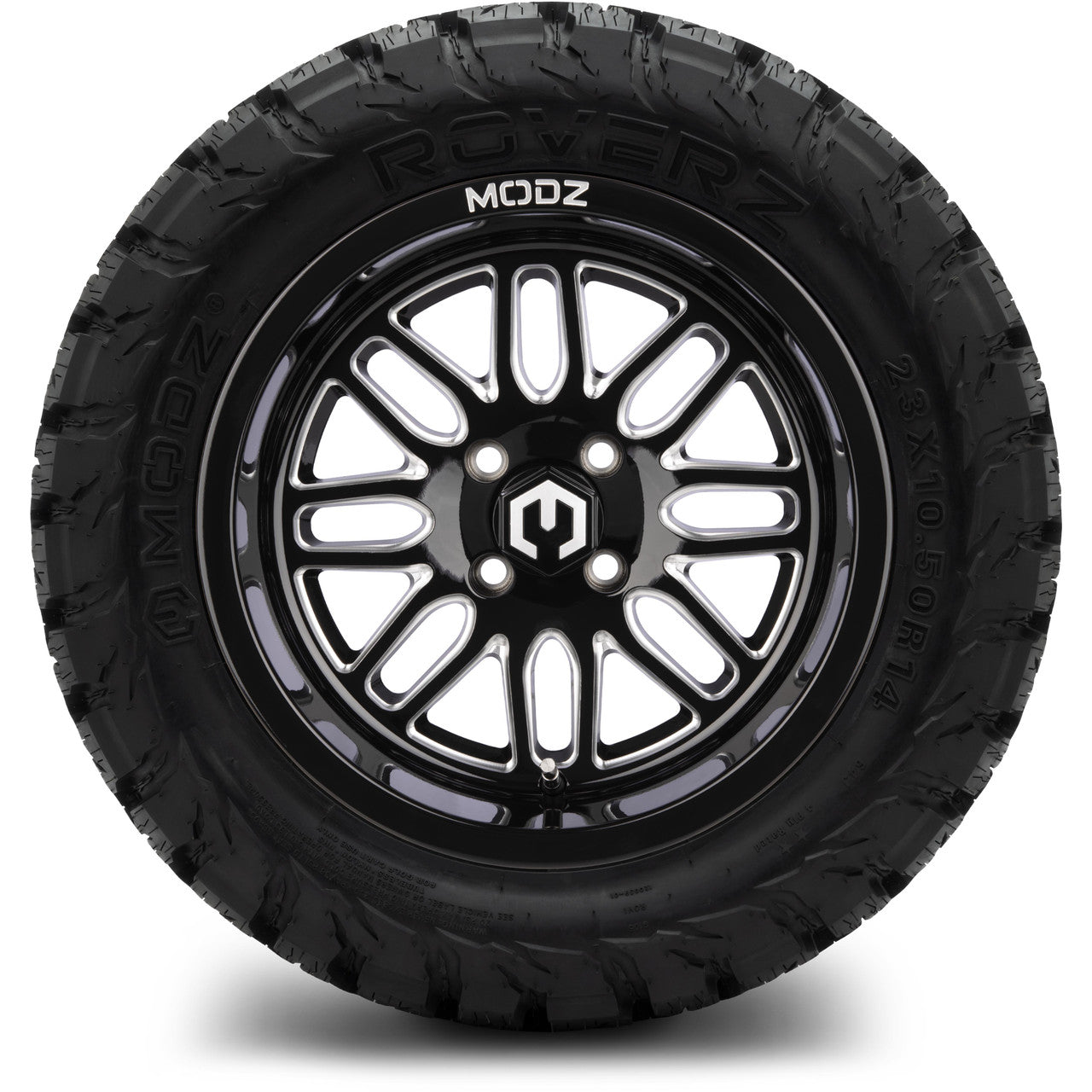 MODZ® 14" Mayhem Glossy Black with Ball Mill Wheels & Off-Road Tires Combo