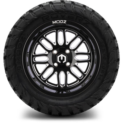 MODZ® 14" Mayhem Glossy Black with Ball Mill Wheels & Off-Road Tires Combo