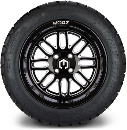 MODZ® 14" Mayhem Glossy Black with Ball Mill Wheels & Street Tires Combo