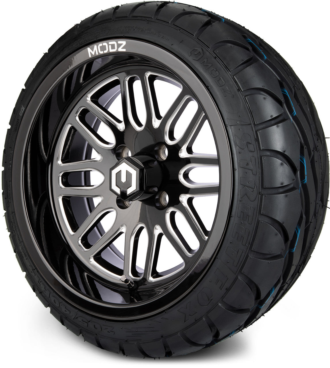 MODZ® 14" Mayhem Glossy Black with Ball Mill Wheels & Street Tires Combo