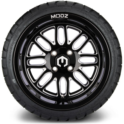 MODZ® 14" Mayhem Glossy Black with Ball Mill Wheels & Street Tires Combo