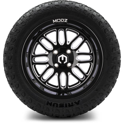 MODZ® 14" Mayhem Glossy Black with Ball Mill Wheels & Off-Road Tires Combo