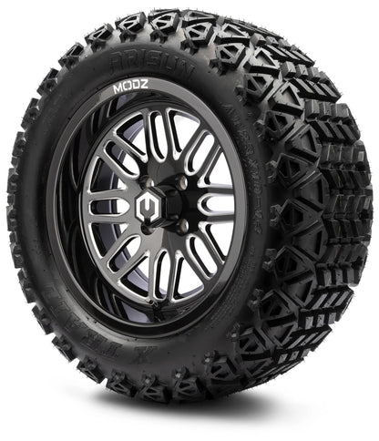 MODZ® 14" Mayhem Glossy Black with Ball Mill Wheels & Off-Road Tires Combo
