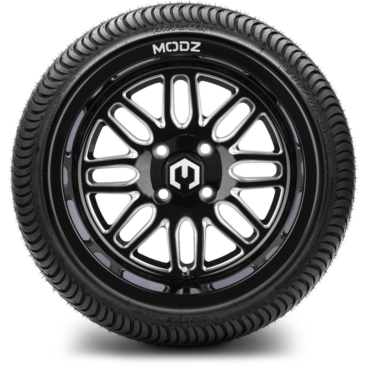 MODZ® 14" Mayhem Glossy Black with Ball Mill Wheels & Street Tires Combo