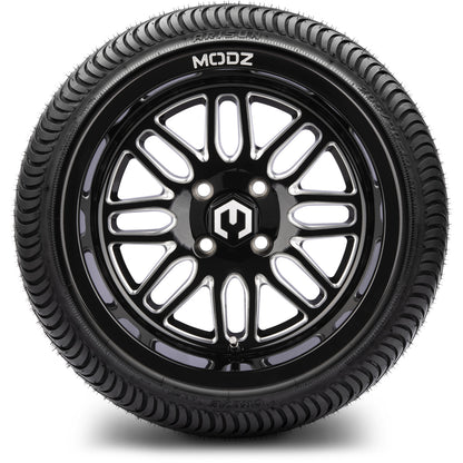 MODZ® 14" Mayhem Glossy Black with Ball Mill Wheels & Street Tires Combo