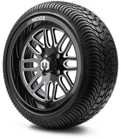 MODZ® 14" Mayhem Glossy Black with Ball Mill Wheels & Street Tires Combo