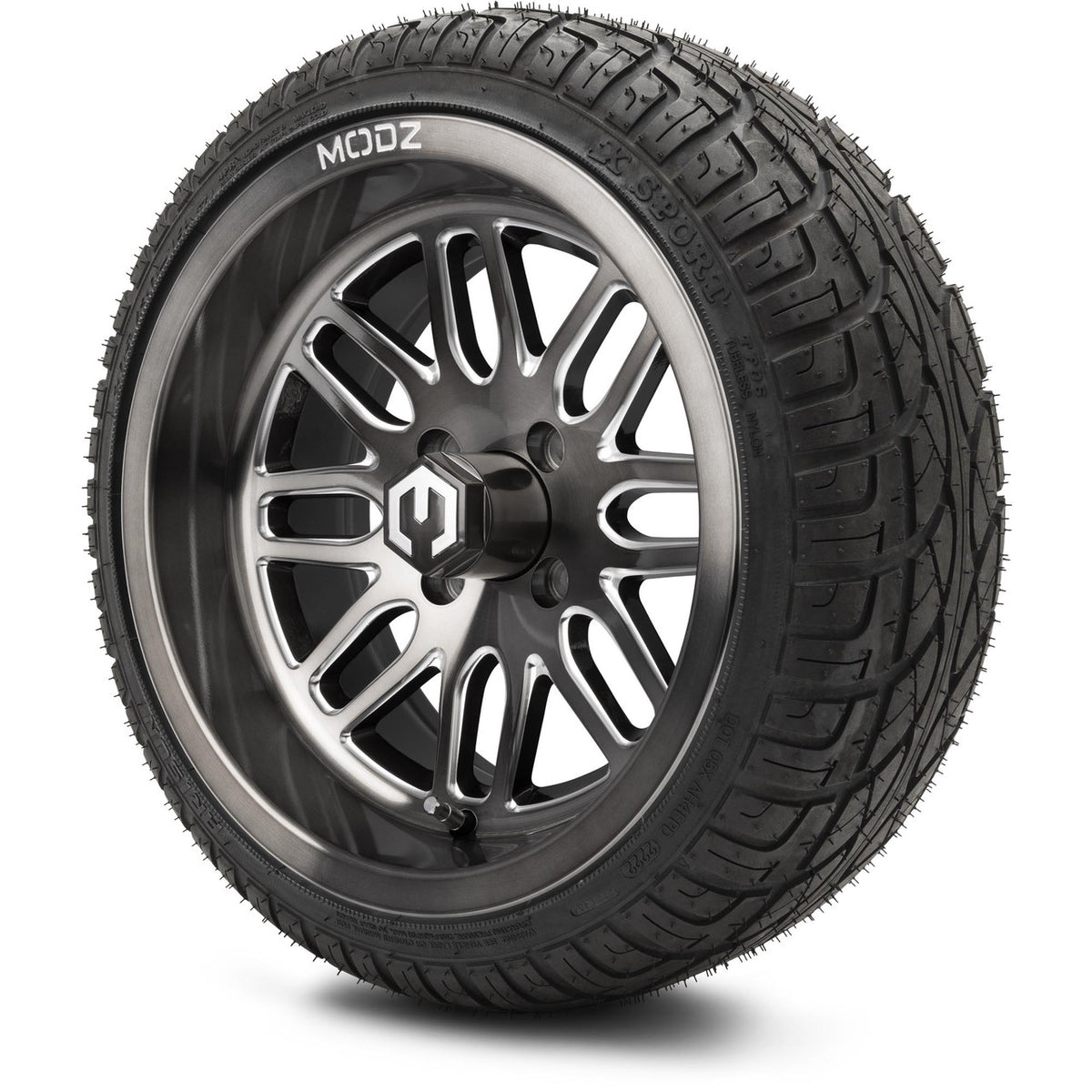 MODZ® 14" Mayhem Brushed Gunmetal with Ball Mill Wheels & Street Tires Combo
