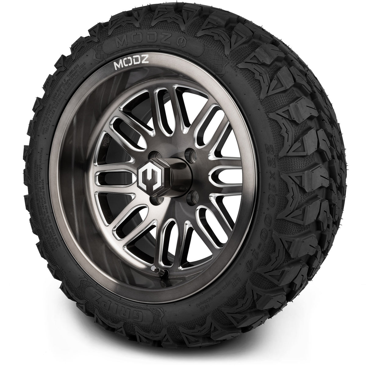 MODZ® 14" Mayhem Brushed Gunmetal with Ball Mill Wheels & Off-Road Tires Combo