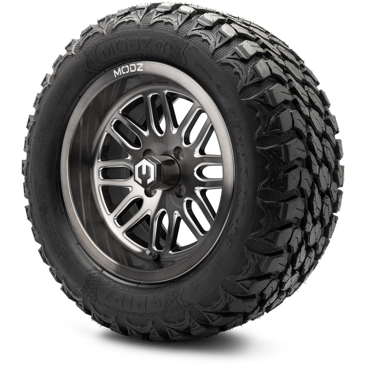 MODZ® 14" Mayhem Brushed Gunmetal with Ball Mill Wheels & Off-Road Tires Combo