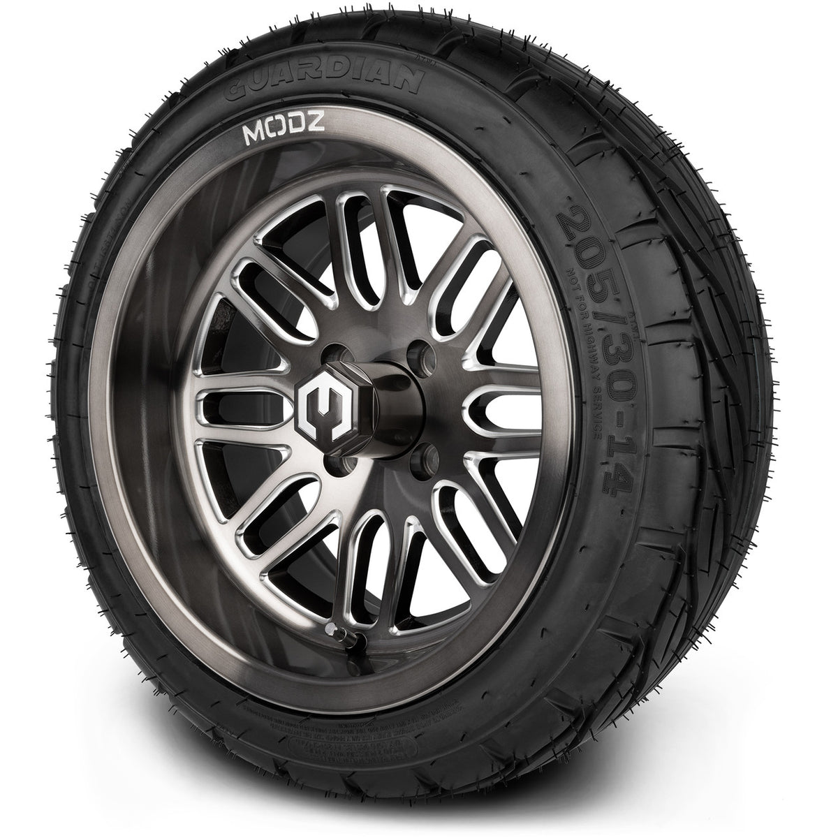 MODZ® 14" Mayhem Brushed Gunmetal with Ball Mill Wheels & Street Tires Combo