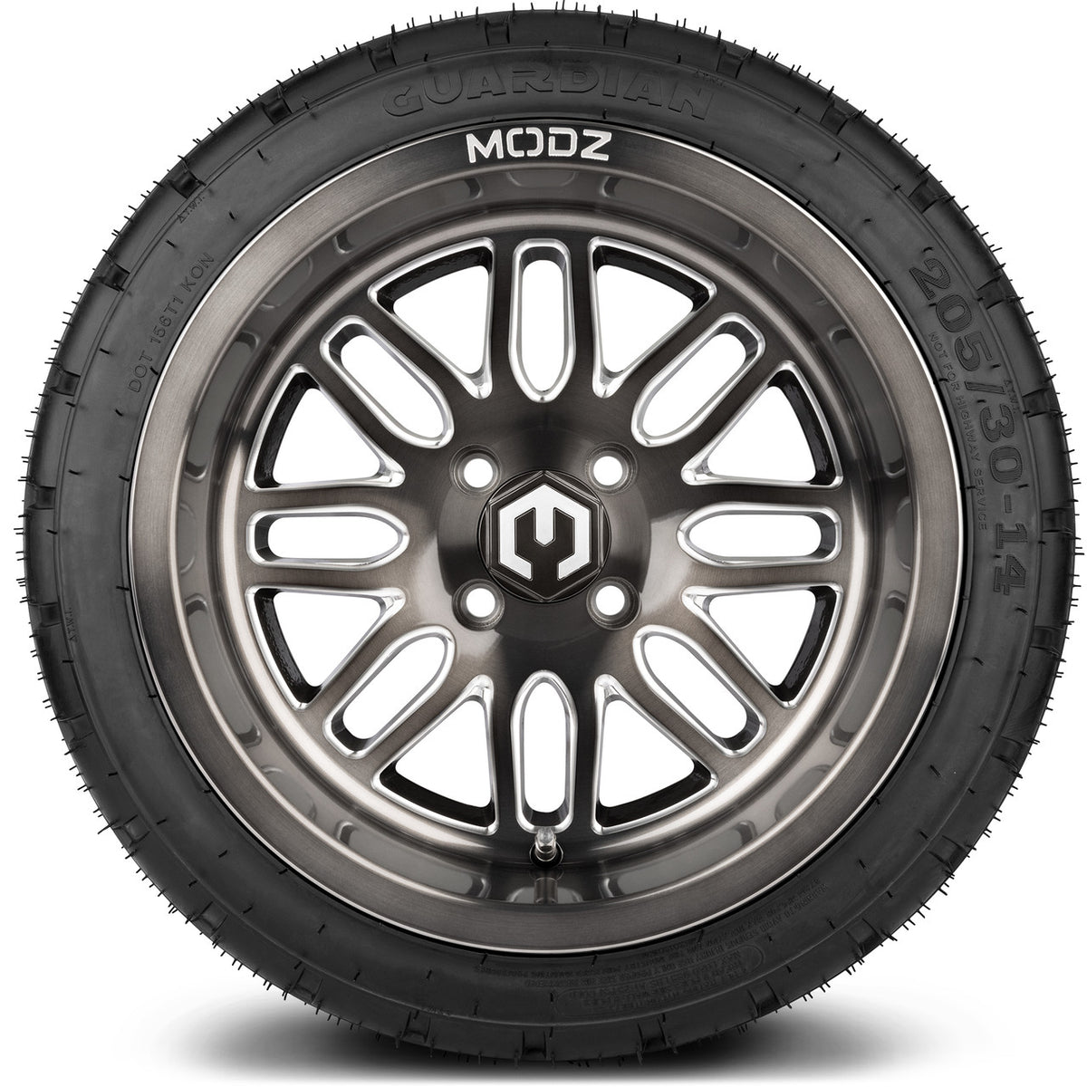 MODZ® 14" Mayhem Brushed Gunmetal with Ball Mill Wheels & Street Tires Combo