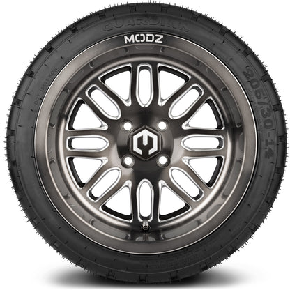 MODZ® 14" Mayhem Brushed Gunmetal with Ball Mill Wheels & Street Tires Combo