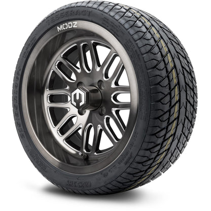 MODZ® 14" Mayhem Brushed Gunmetal with Ball Mill Wheels & Street Tires Combo