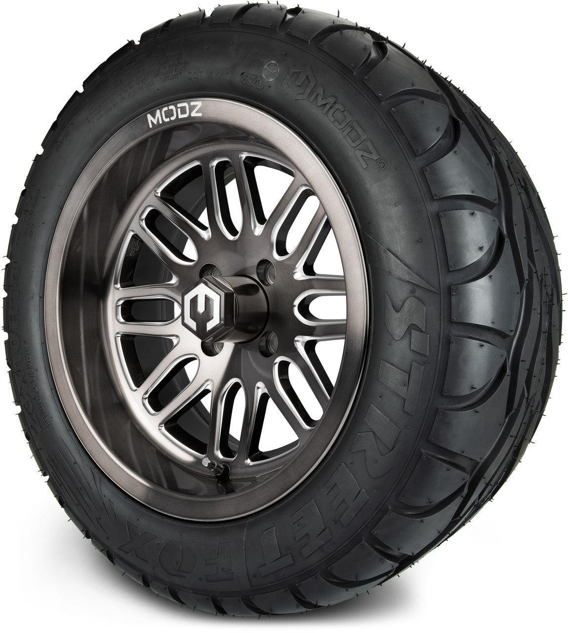 MODZ® 14" Mayhem Brushed Gunmetal with Ball Mill Wheels & Street Tires Combo
