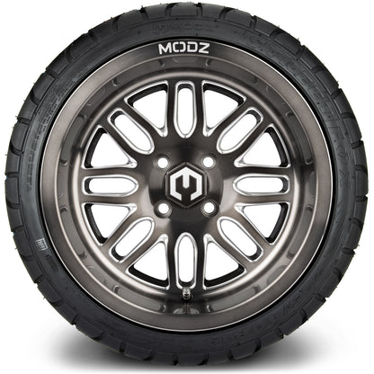 MODZ® 14" Mayhem Brushed Gunmetal with Ball Mill Wheels & Street Tires Combo