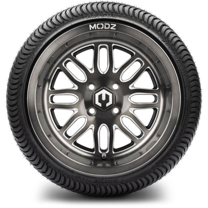 MODZ® 14" Mayhem Brushed Gunmetal with Ball Mill Wheels & Street Tires Combo