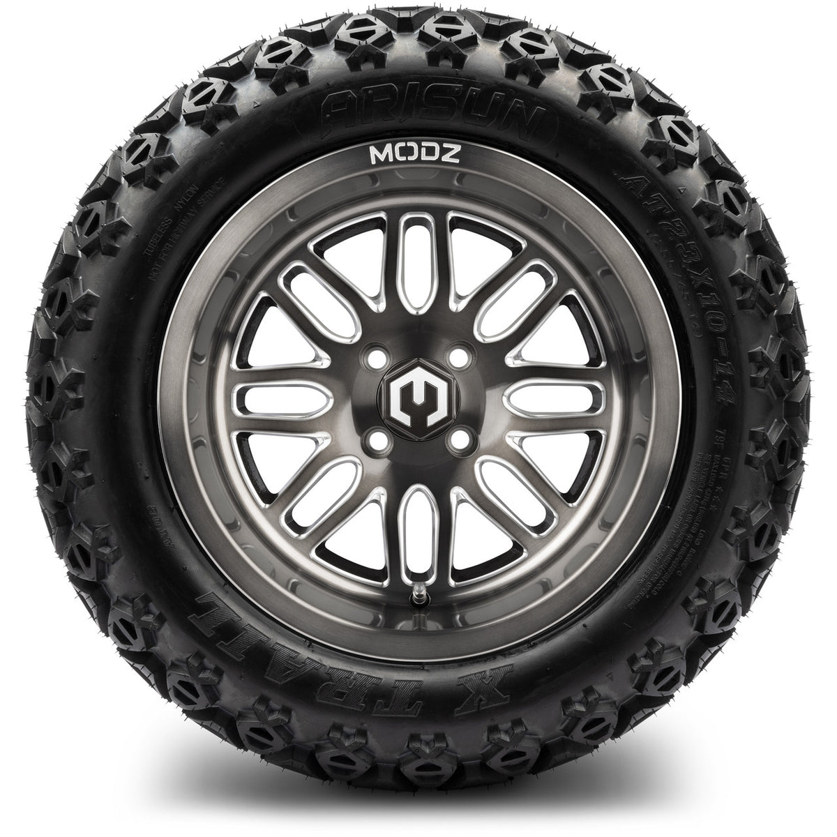 MODZ® 14" Mayhem Brushed Gunmetal with Ball Mill Wheels & Off-Road Tires Combo