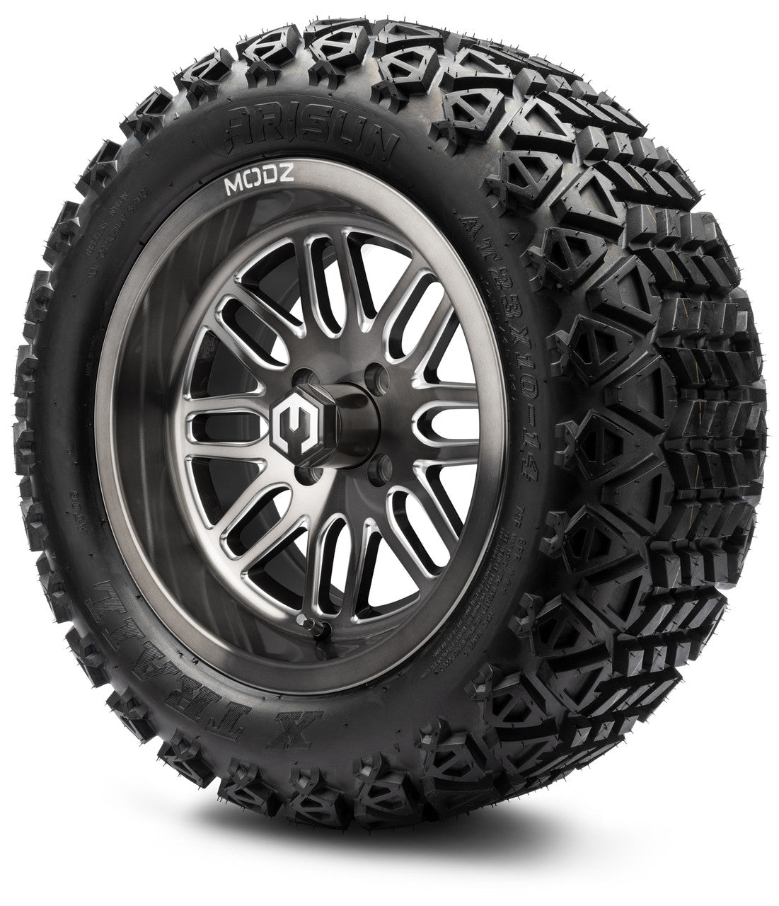 MODZ® 14" Mayhem Brushed Gunmetal with Ball Mill Wheels & Off-Road Tires Combo