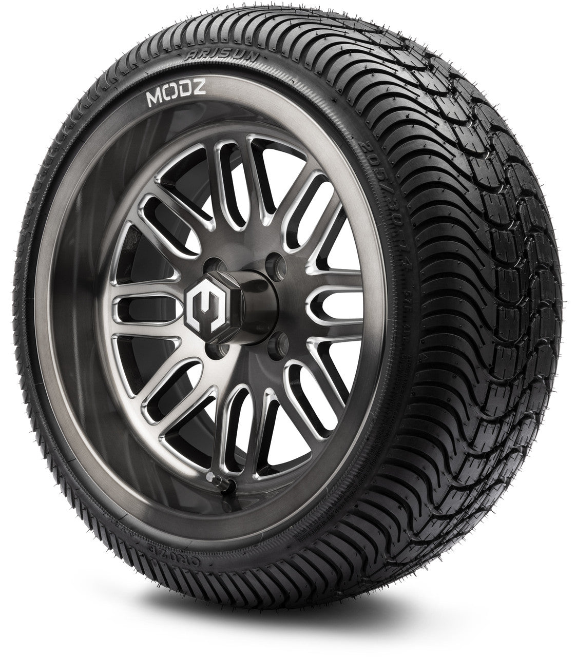 MODZ® 14" Mayhem Brushed Gunmetal with Ball Mill Wheels & Street Tires Combo