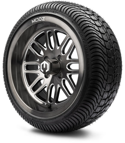 MODZ® 14" Mayhem Brushed Gunmetal with Ball Mill Wheels & Street Tires Combo