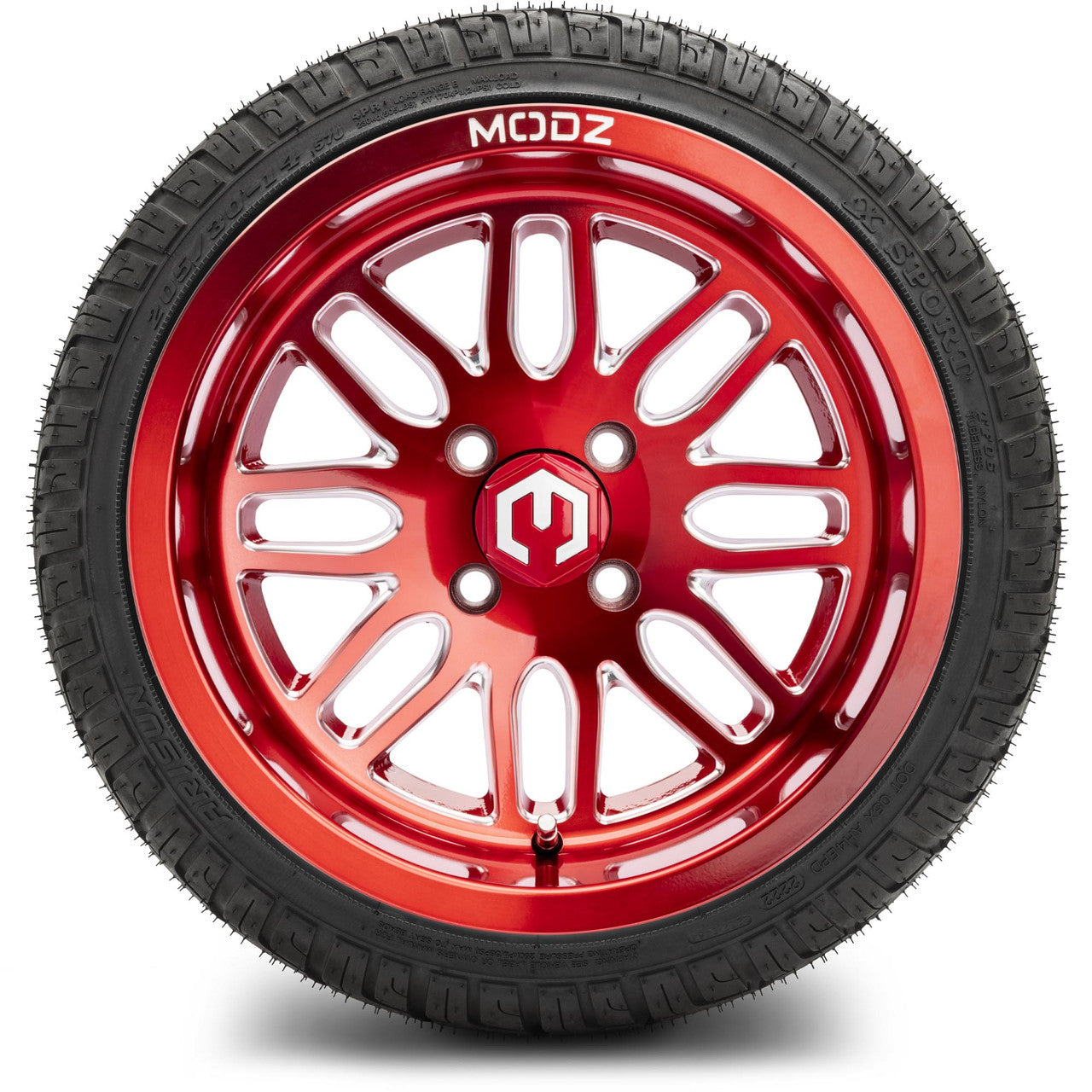MODZ® 14" Mayhem Brushed Red with Ball Mill Wheels & Street Tires Combo