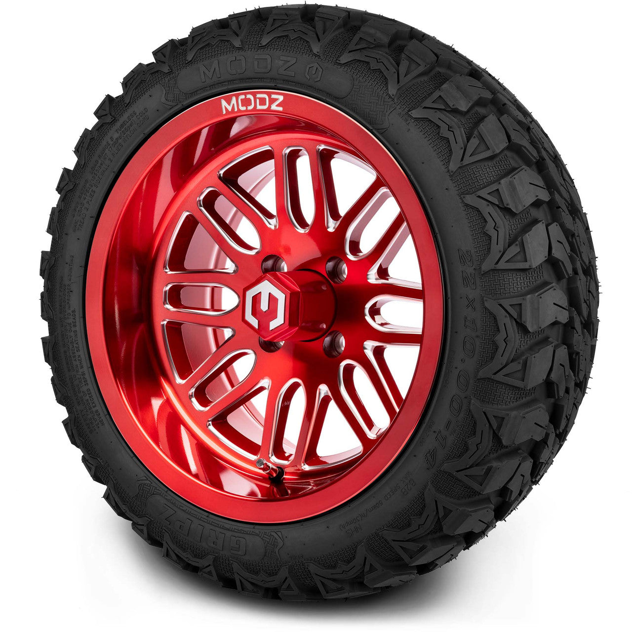 MODZ® 14" Mayhem Brushed Red with Ball Mill Wheels & Off-Road Tires Combo