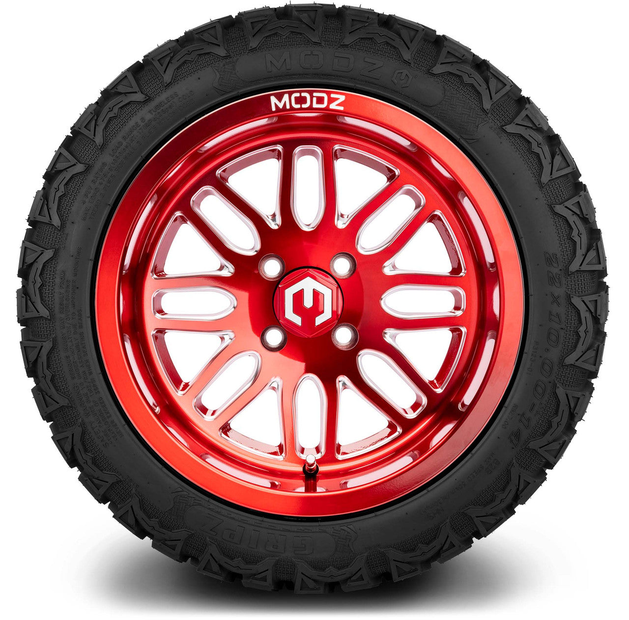 MODZ® 14" Mayhem Brushed Red with Ball Mill Wheels & Off-Road Tires Combo