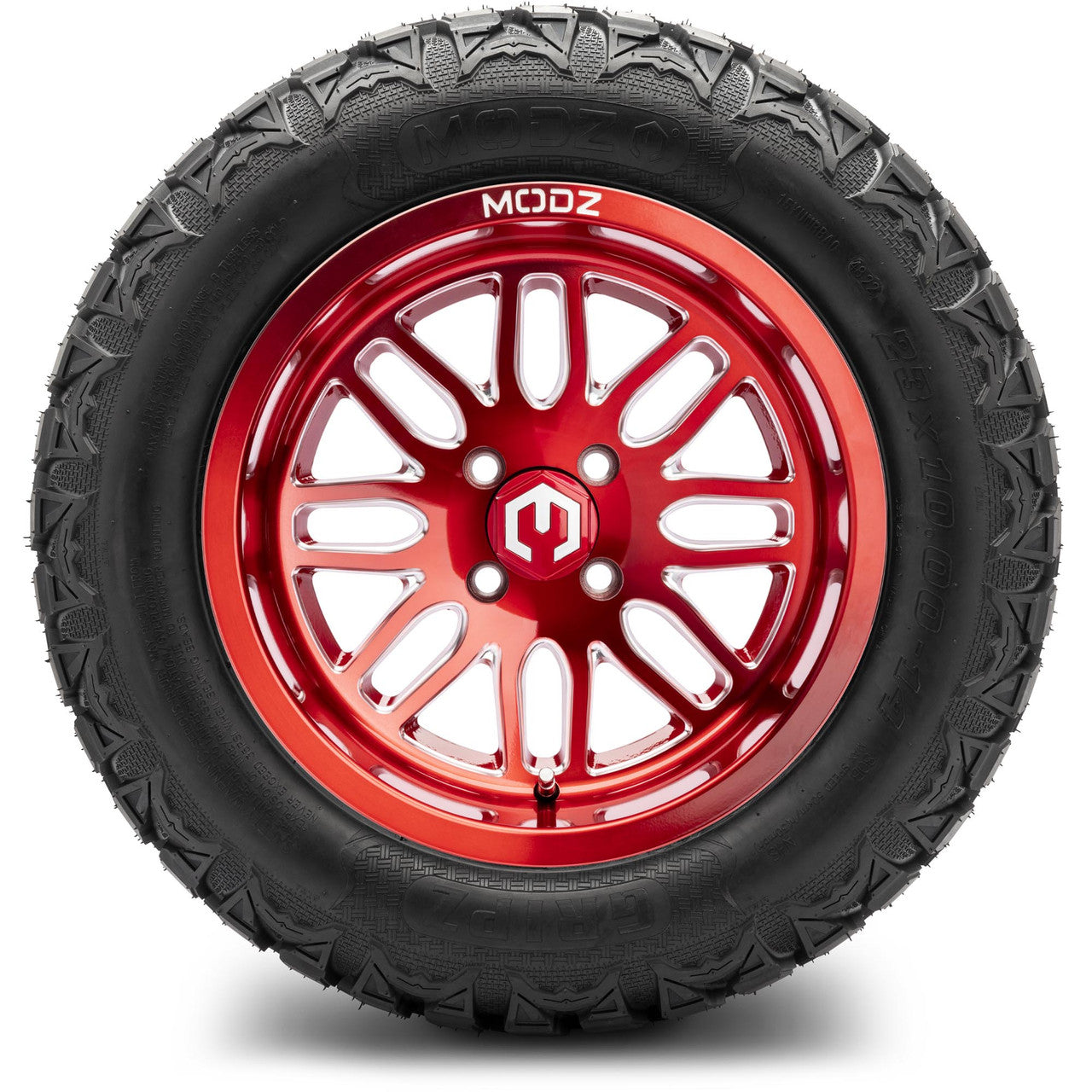 MODZ® 14" Mayhem Brushed Red with Ball Mill Wheels & Off-Road Tires Combo