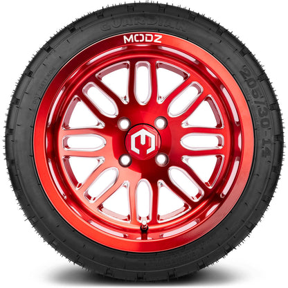 MODZ® 14" Mayhem Brushed Red with Ball Mill Wheels & Street Tires Combo