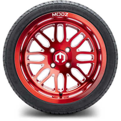 MODZ® 14" Mayhem Brushed Red with Ball Mill Wheels & Street Tires Combo