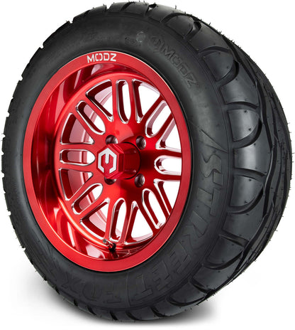 MODZ® 14" Mayhem Brushed Red with Ball Mill Wheels & Street Tires Combo