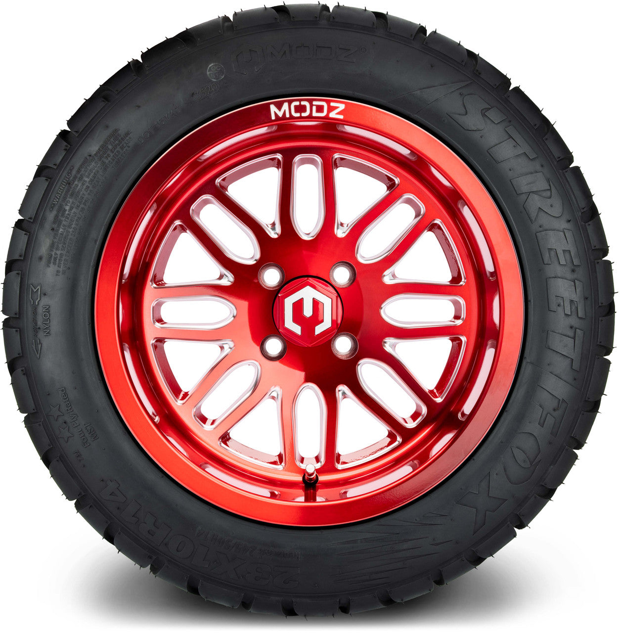MODZ® 14" Mayhem Brushed Red with Ball Mill Wheels & Street Tires Combo