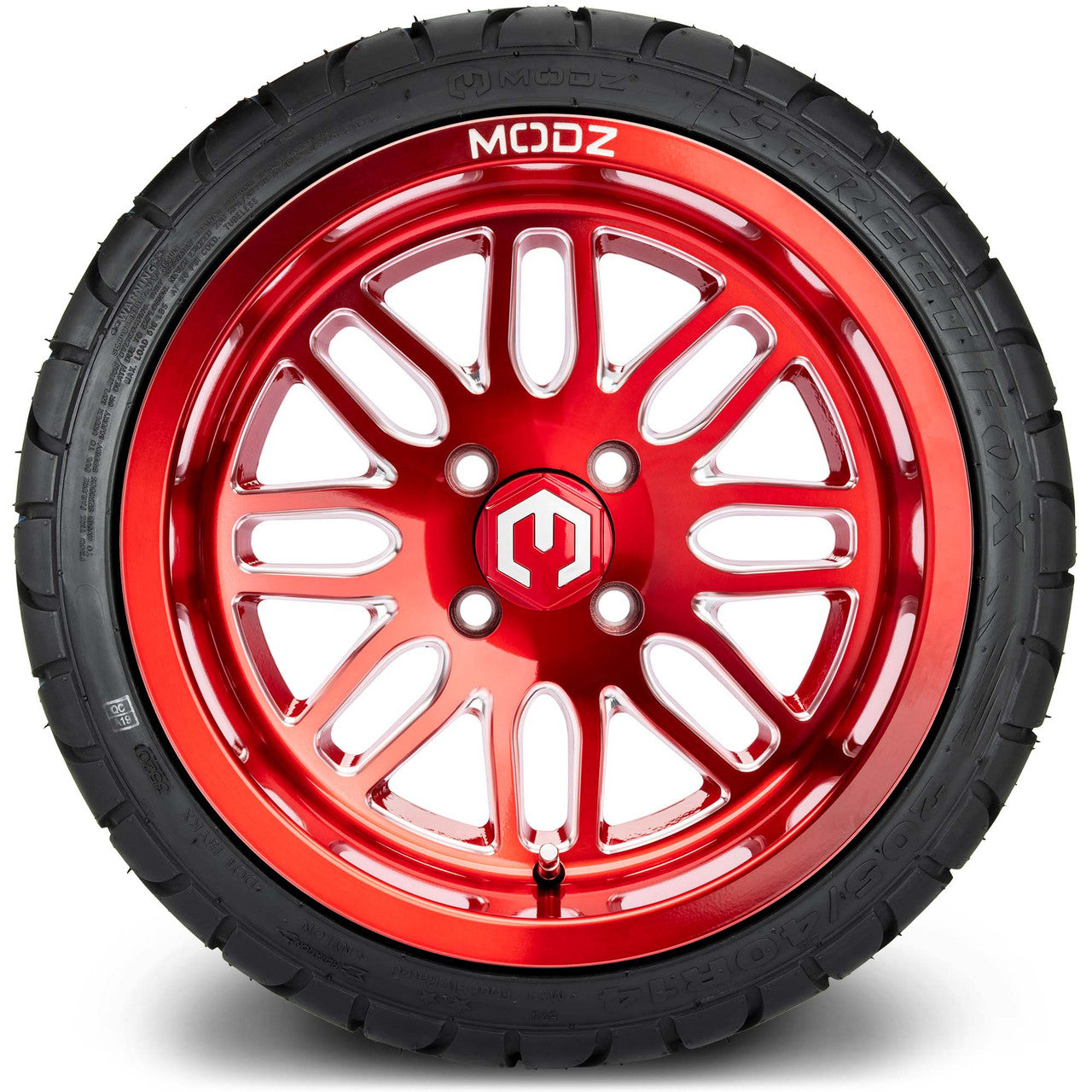 MODZ® 14" Mayhem Brushed Red with Ball Mill Wheels & Street Tires Combo