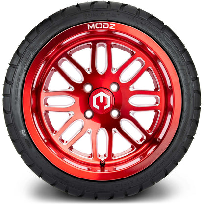 MODZ® 14" Mayhem Brushed Red with Ball Mill Wheels & Street Tires Combo