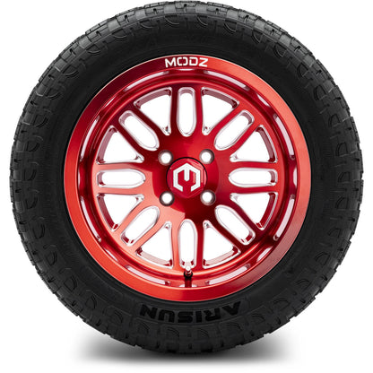 MODZ® 14" Mayhem Brushed Red with Ball Mill Wheels & Off-Road Tires Combo
