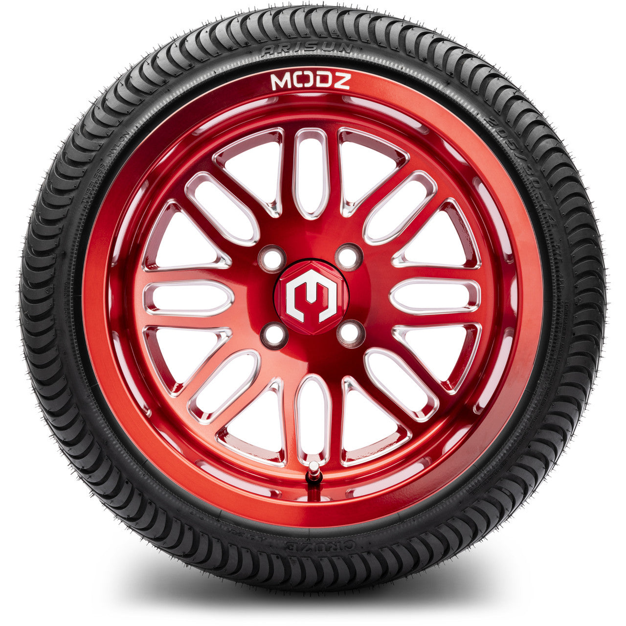 MODZ® 14" Mayhem Brushed Red with Ball Mill Wheels & Street Tires Combo
