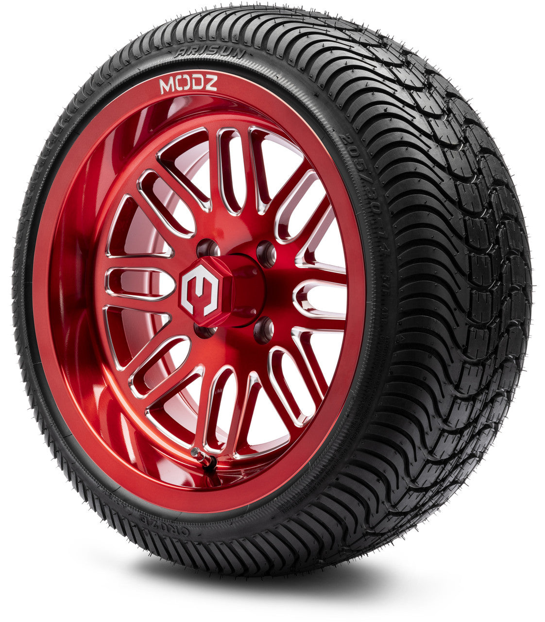 MODZ® 14" Mayhem Brushed Red with Ball Mill Wheels & Street Tires Combo